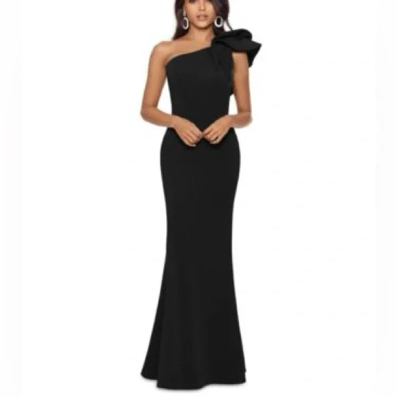 Betsy & Adam Black One Shoulder Dress - Picture 1 of 7